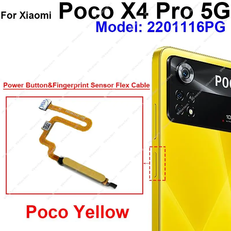 Power Fingerprint Sensor For Xiaomi POCO X4 GT X4Pro 5G On OFF Button Menu Return Key Fingerprint Flex Ribbon Parts