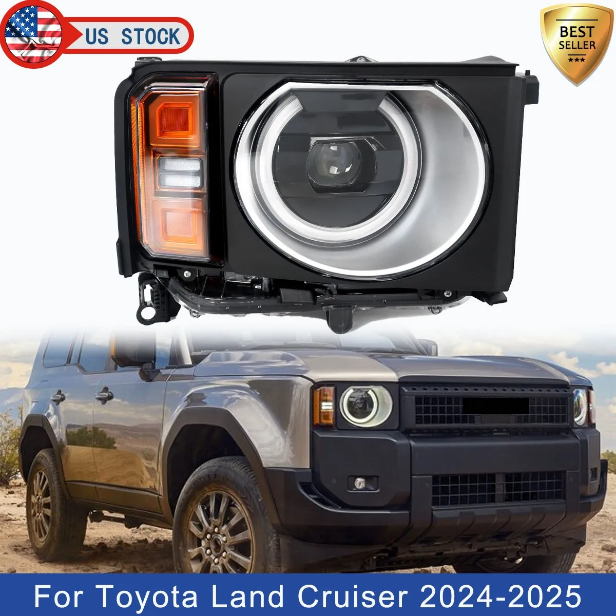 Right Head Light For Toyota Land Cruiser LC250 Sport 4-door 2024 2025 LED Headlight Passenger Side Headlamp Direct Replacement