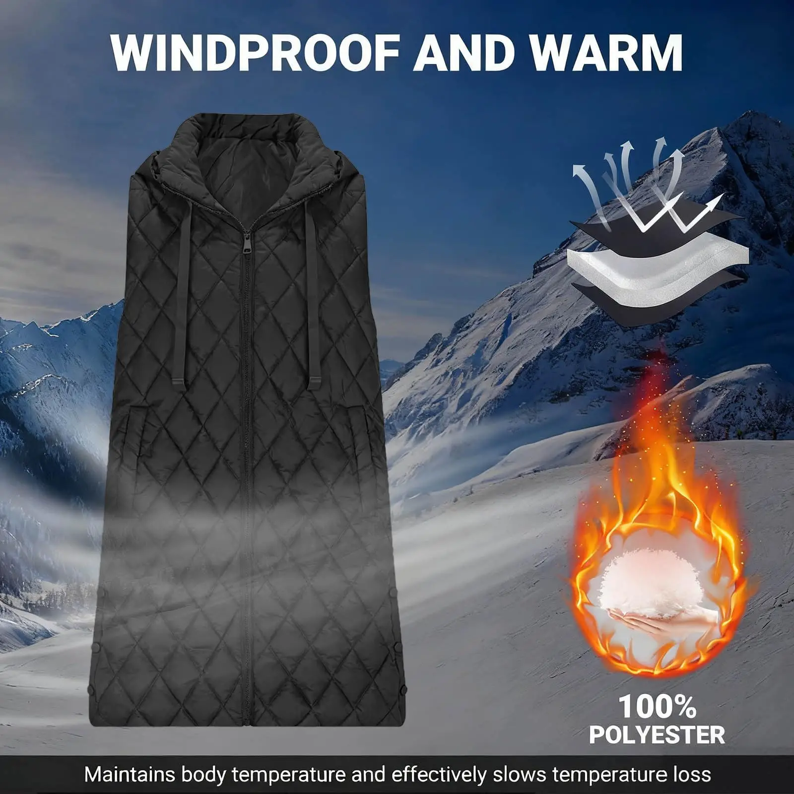 

Women's Long Vest Coat Simple Plain Straight Fitting Waistcoat Outwear Comfy Lightweight Warm Hoodie Zipper Vest Outerwear