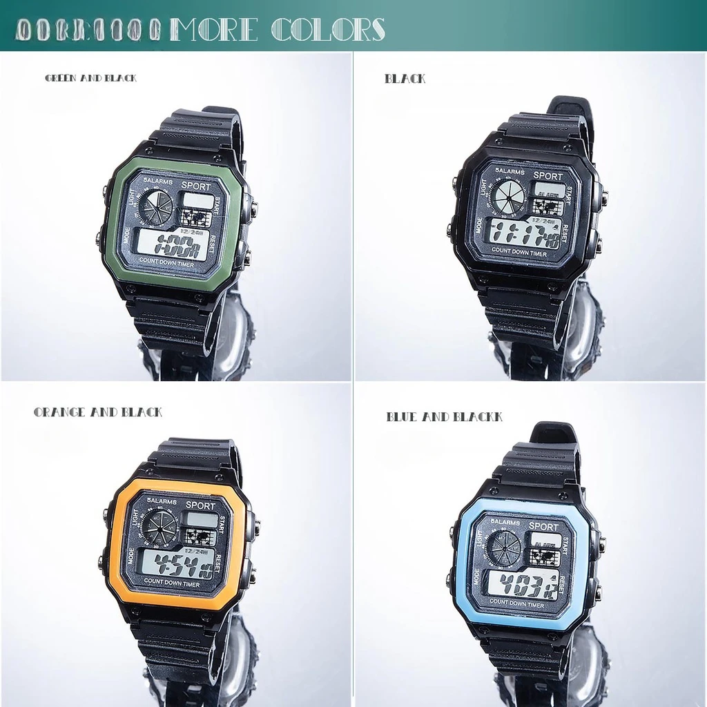 Kegllect-男性と女性のためのLEDデジタルスクエアウォッチ、学生スポーツ時計