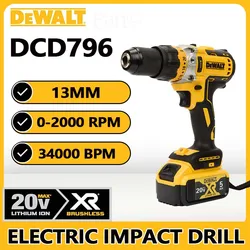 DeWalt taladro eléctrico de mano sin escobillas con batería de litio, herramienta de destornillador, Dcd796