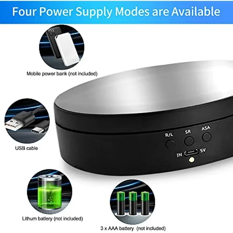 5.4 in Rotating Display Stand,360 Degree Motorized Turntable Display Stand for Photography Products and Shows 138mm Black,White image 3