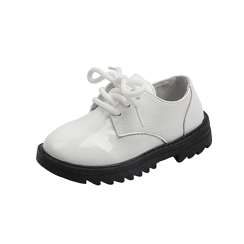 Meisjes Leren Schoenen Lente Herfst Jongens Antislip Flats Schoenen Mode Veterschoenen Prestaties Party Kinderschoenen H88