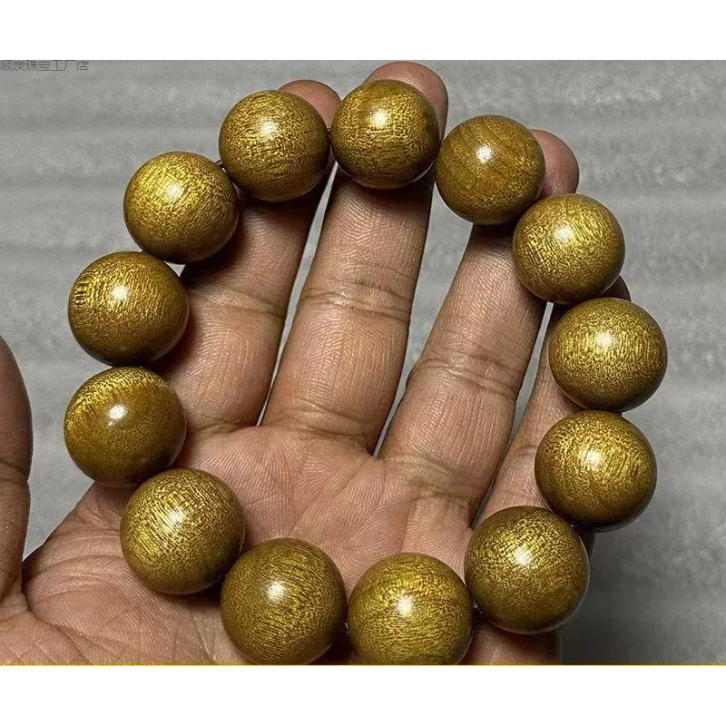 Sichuan Bracelet.A Niche New-Style Hand-Held Buddhist Bead Made Of Small-Leaf Golden Nanmu