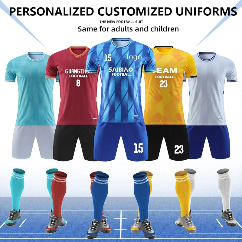 Adult Kids Personalize Football Jerseys Soccer Uniform MAN Women Team Training Quick-Drying Sportswear  Futsal Tracksuit Outfit