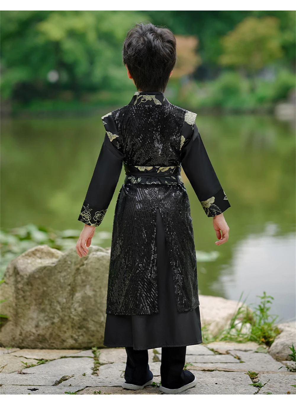 New Boys' Ancient Costume Original Chinese  Children's Tang Suit Swordsman Vintage Stage Performance Improved Traditional Hanfu