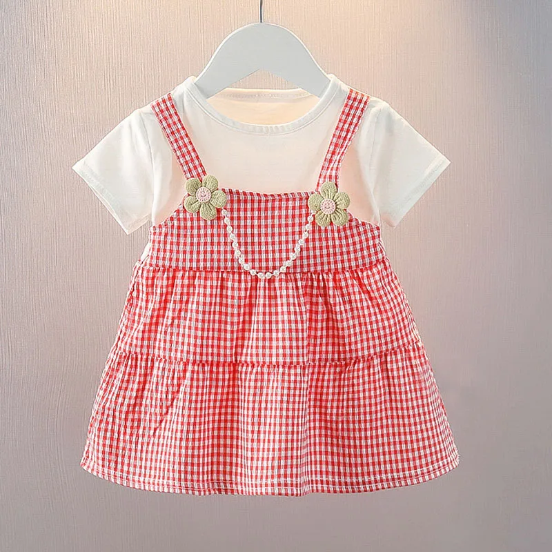 

Baby Girl Dress Plaid Flower Princess Dress Birthday Party Costume Casual Outfit Infant Children Dress Toddler Clothes A1080