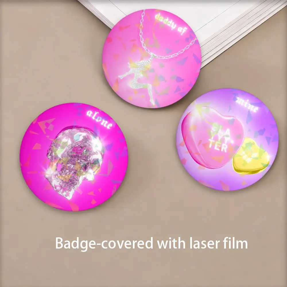 Singer S-Slayyyter Round Badge Lapel Pins for Backpacks Briefcase Laser Brooch Clothes Gifts