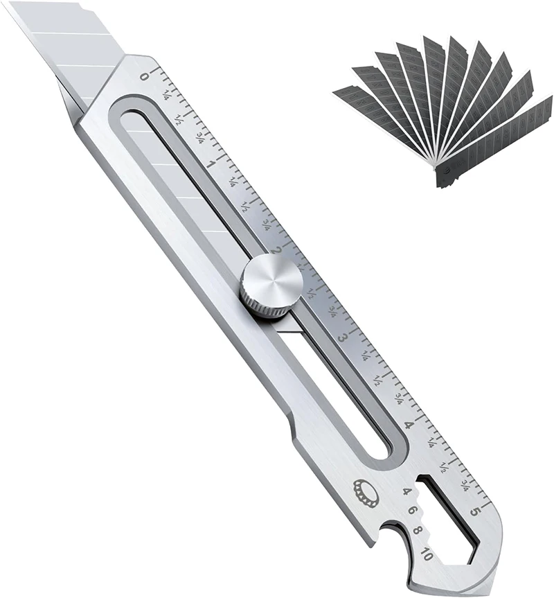 Multifunctional Utility Knife 6 in 1 Stainless Steel Stationery All Purpose Cutter Bottle Tin Opener Screw Ruler