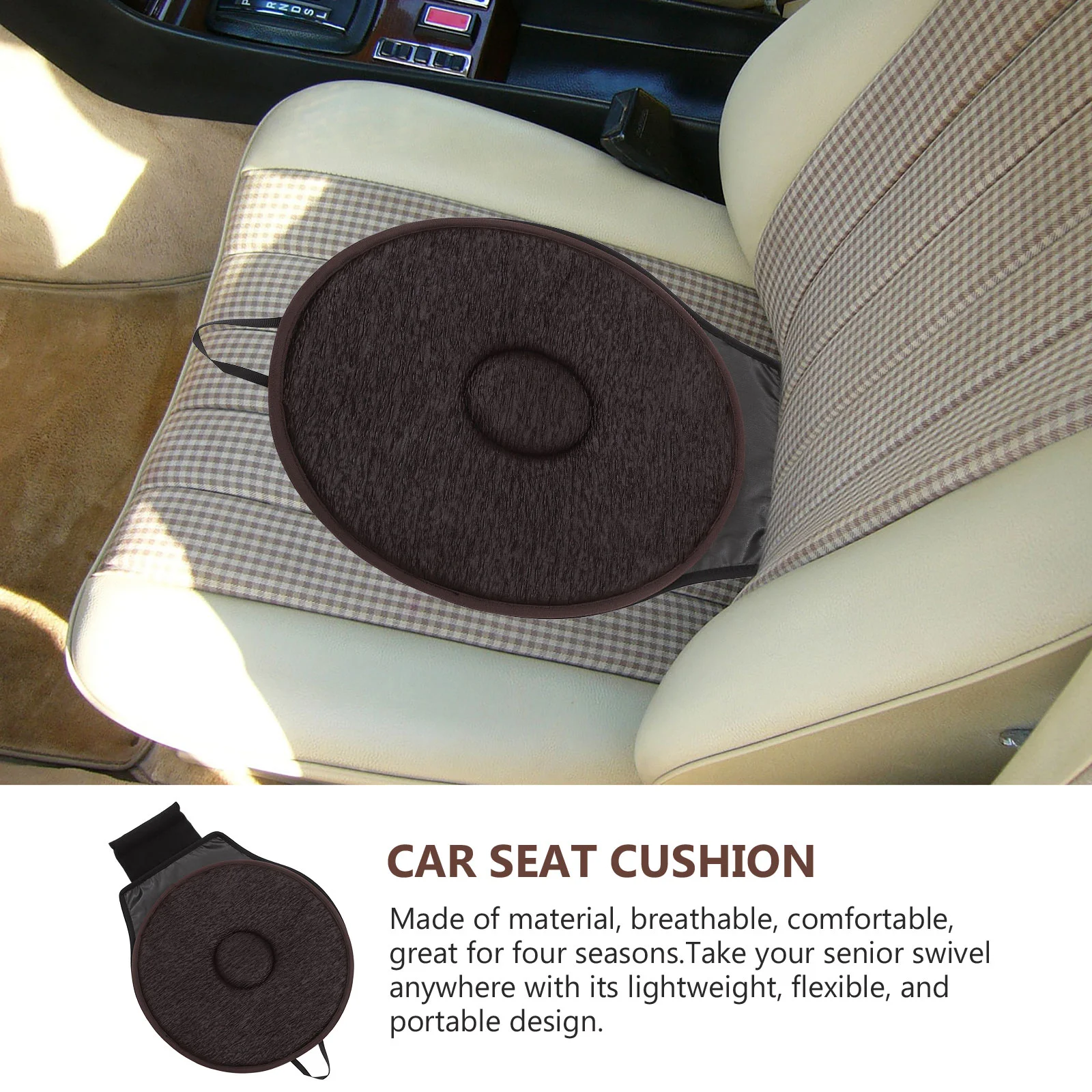 Car Swivel Cushion Seat Carseat Aid Revolving Protection Pad Carseats Rotating for Round