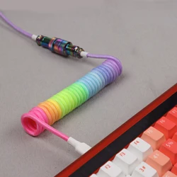 LANO Coiled Aviator Cable Usb C Keyboard Spiral Cable Pc Desk Accessories Connector Paired With Keyboard Keycaps
