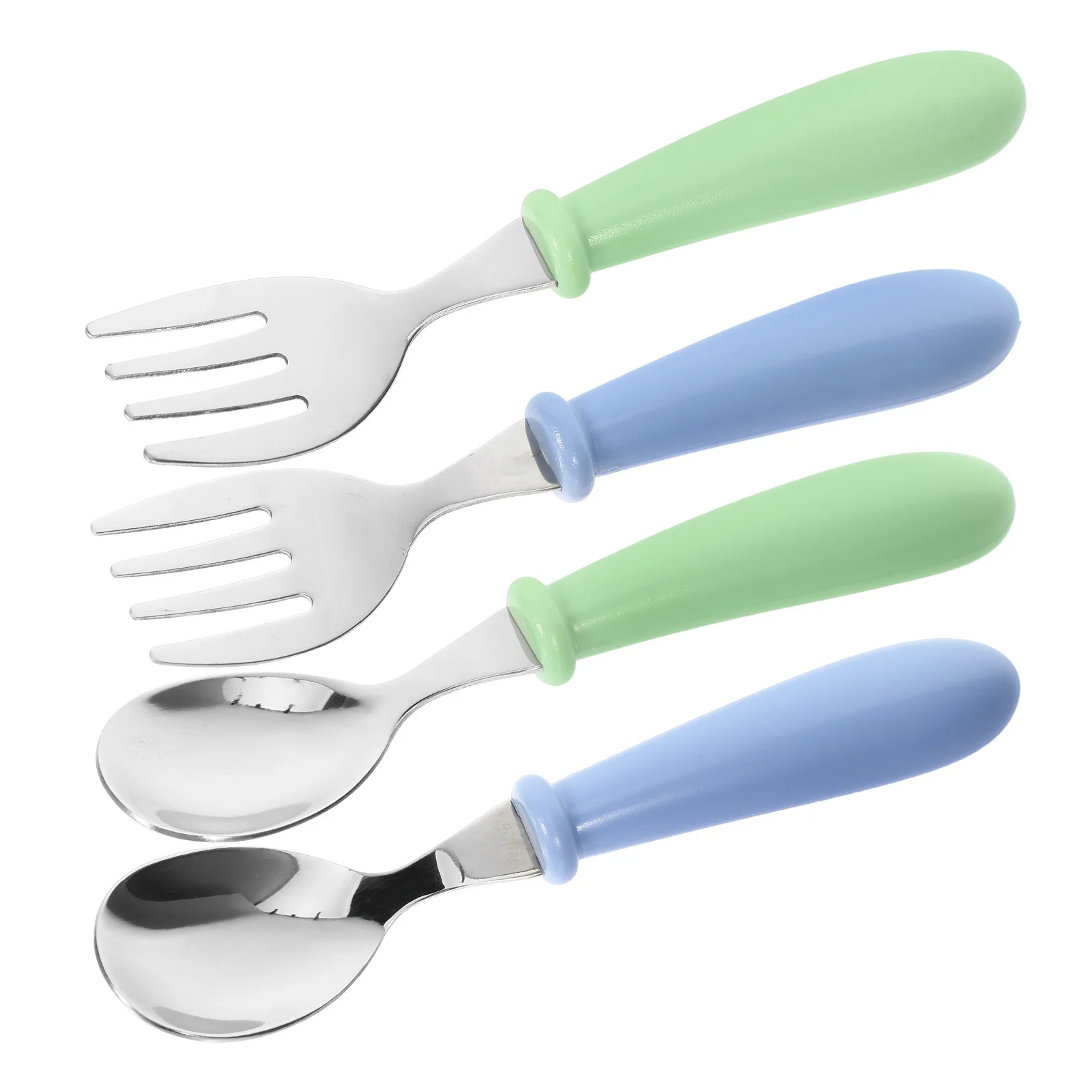4 szt. Zestaw sztućców dla dzieci ze stali nierdzewnej, trwałe, lekkie sztućce treningowe, można myć w zmywarce, gładki uchwyt