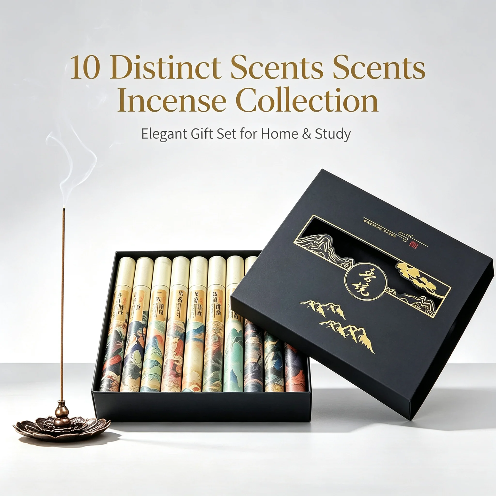 Ten-Flavor Incense Gift Box, Each Stick Has a Different Scent. Perfect for Housewarming, Tea Rooms, Studies, or Home Incense.
