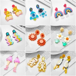 YAOLOGE Big Acrylic Drop Earrings For Women New Trendy Girl Colorful Exaggerated Ear Jewelry Party Gift pendientes mujer серьги