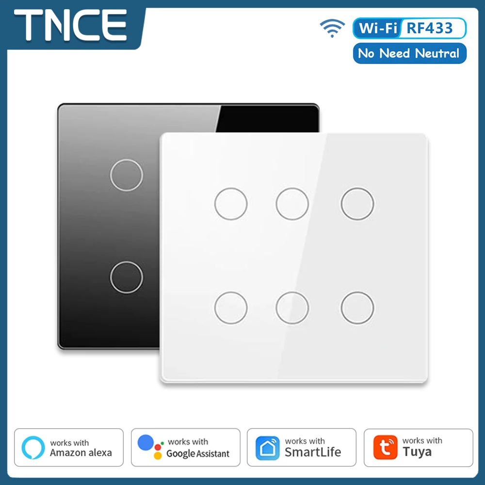 TNCE Tuya WiFi Smart Switch Brazil Standard 4x4 Size Touch Sensor 4/6 Gang  Wall Light Switch Work WithAlexa Google Home