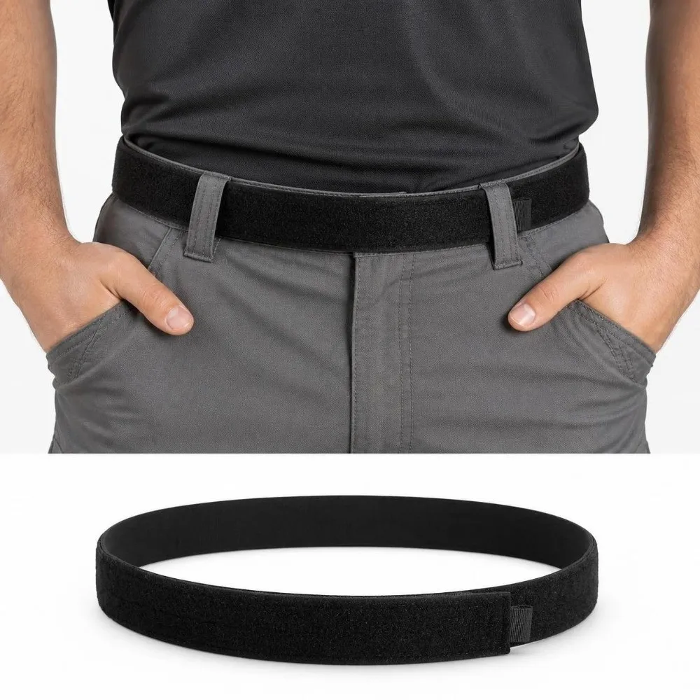 Simple Nylon Waist Belt Lightweight Adjustable Battle Belt Loop Hook Velcro Fastening Inner Belt Women Men