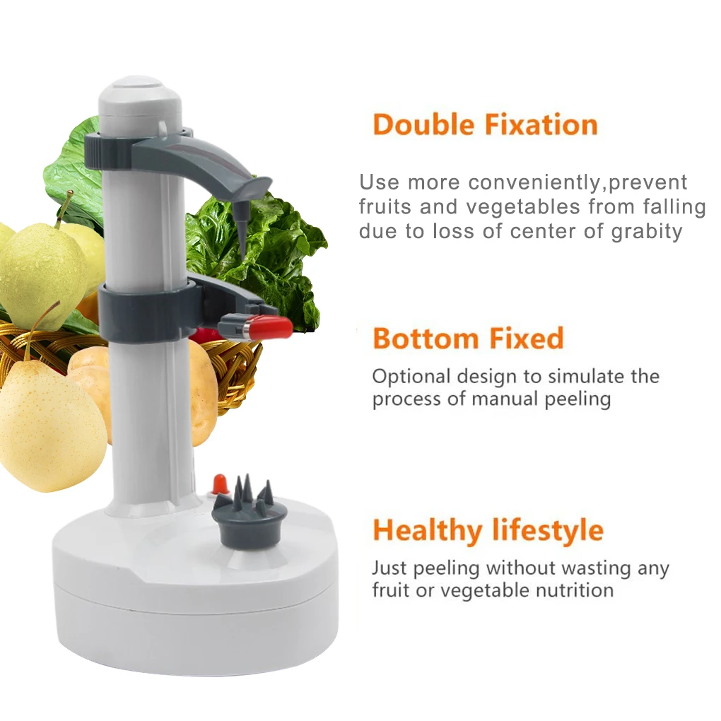 EU Plug Electric Potato Peeler Spiral Adjustable Orange Peeling Machine Kitchen Battery Operated Vegetables Slicer