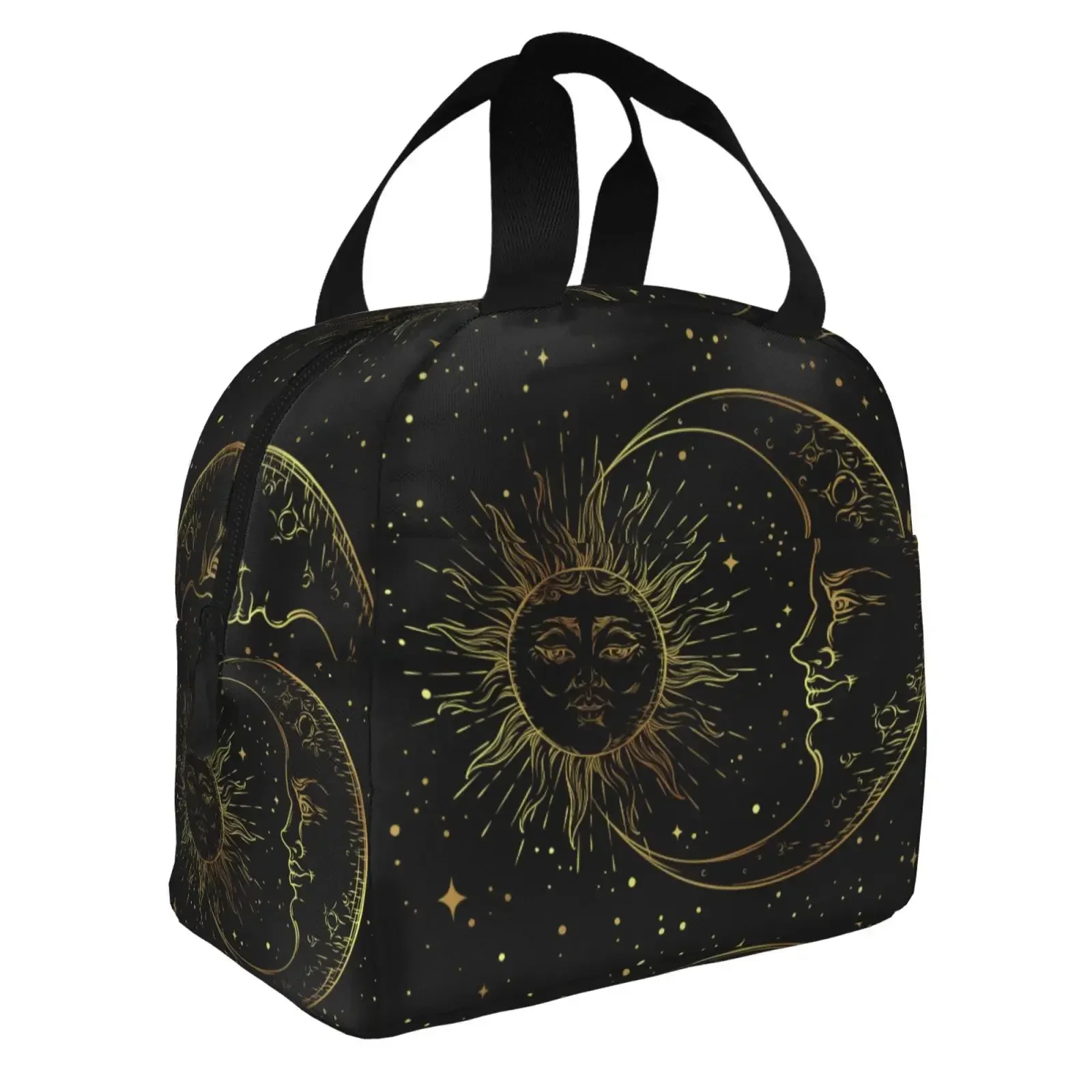 

Thermal Lunch Bag Sun Moon Black Mystical Insulated Lunch Box Cooler Tote for Adults Kids Work Office School Picnic Reusable