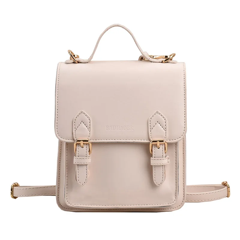 Backpack Solid Color Mini Bag Fashion Cambridge Bag PU Leather 2023 New Trend Design All-match Handbag Preppy Style Schoolbag