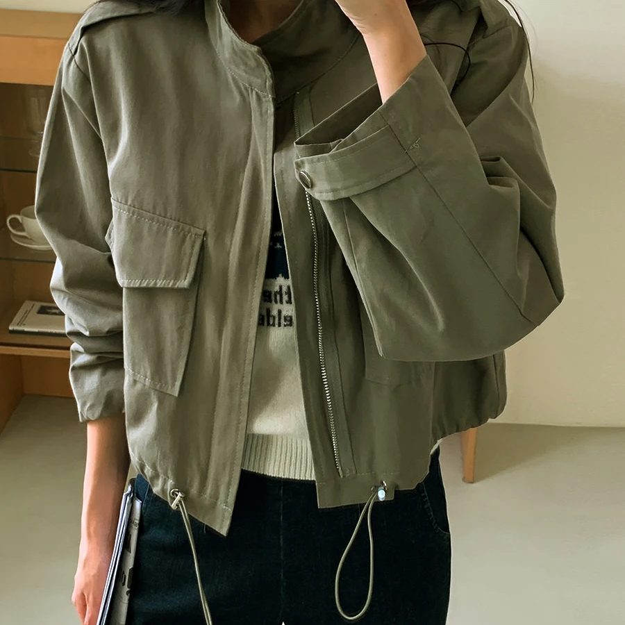 

Уличная повседневная женская куртка в корейском стиле, осенняя, удлиненная, с завязками, рабочая, универсальная верхняя одежда