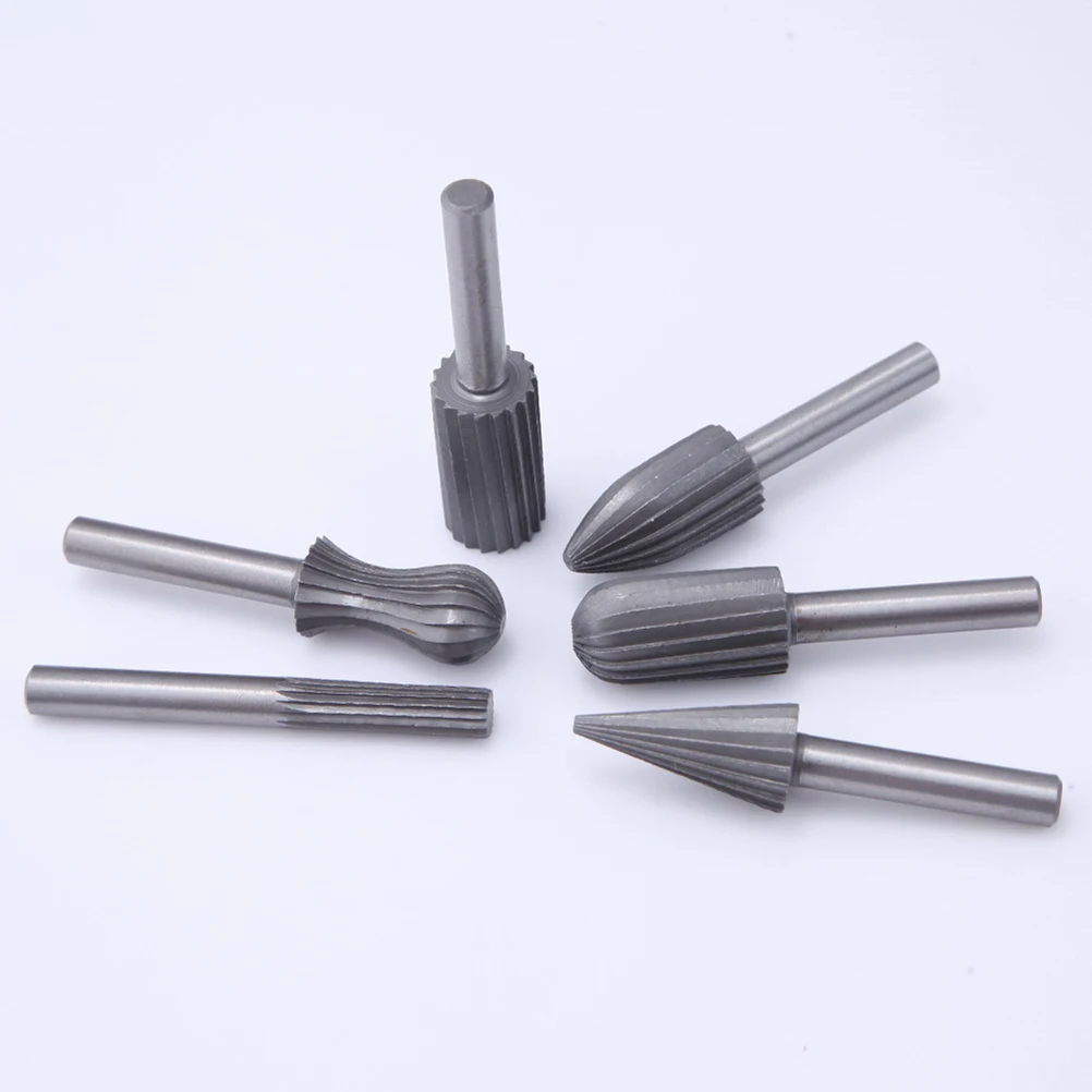 

6pcs High Carbon Steel Rotary Burr Set For Metal Wood Stone Cutting Grinding Engraving Routing Drilling Carving Tools