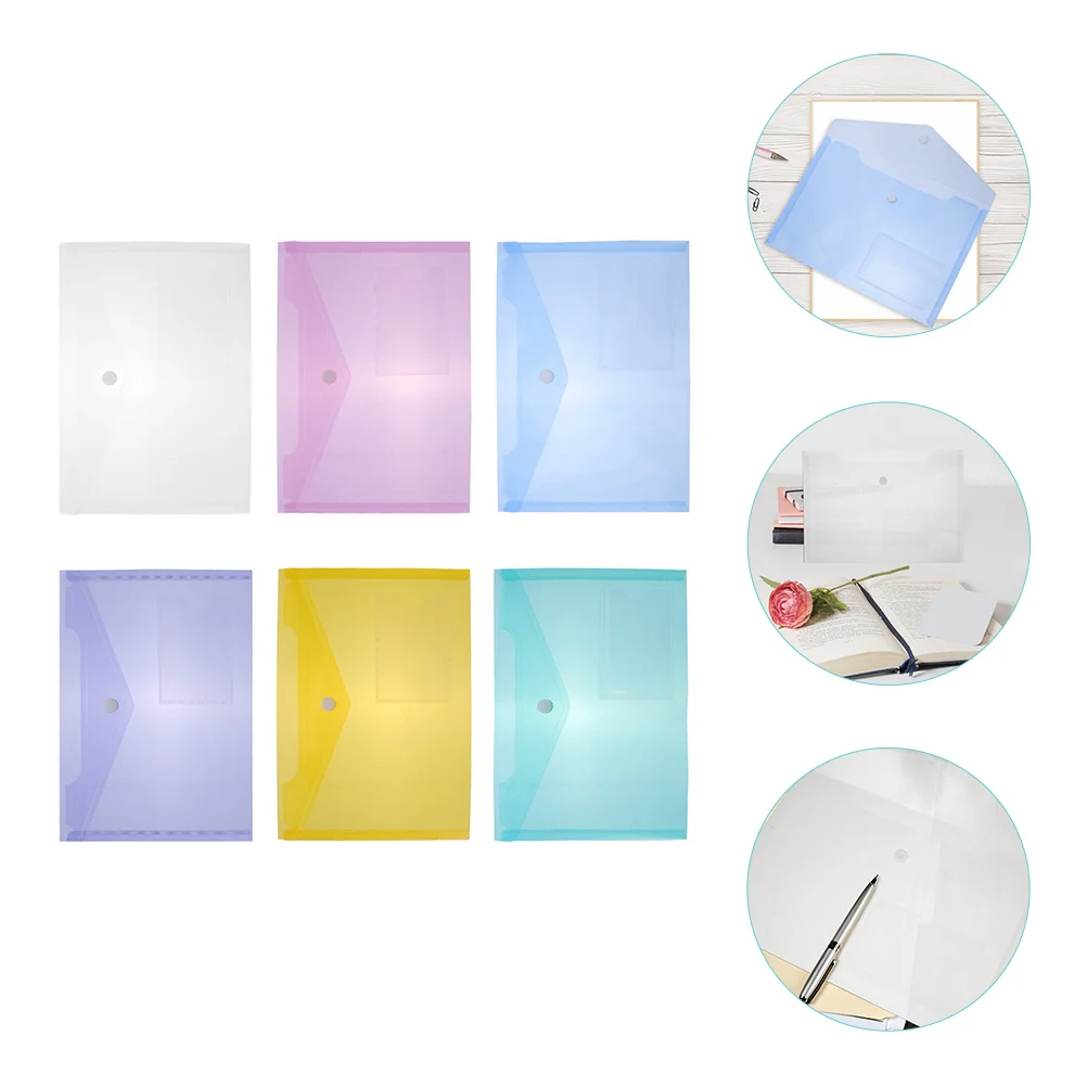 

6 Pcs Clear Envelopes File Holder Travel Tag Binder Folders for Documents Toiletry Bag