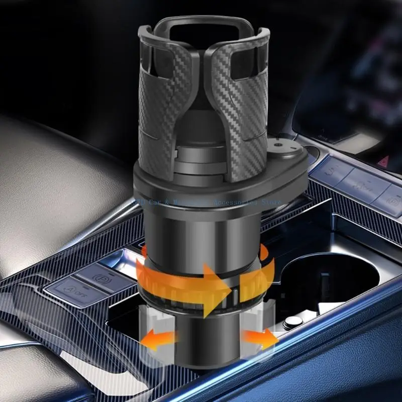 

L5BC Car Cup Holder Rack Carbon Fiber Design Rotating Base For Family Road Adventures