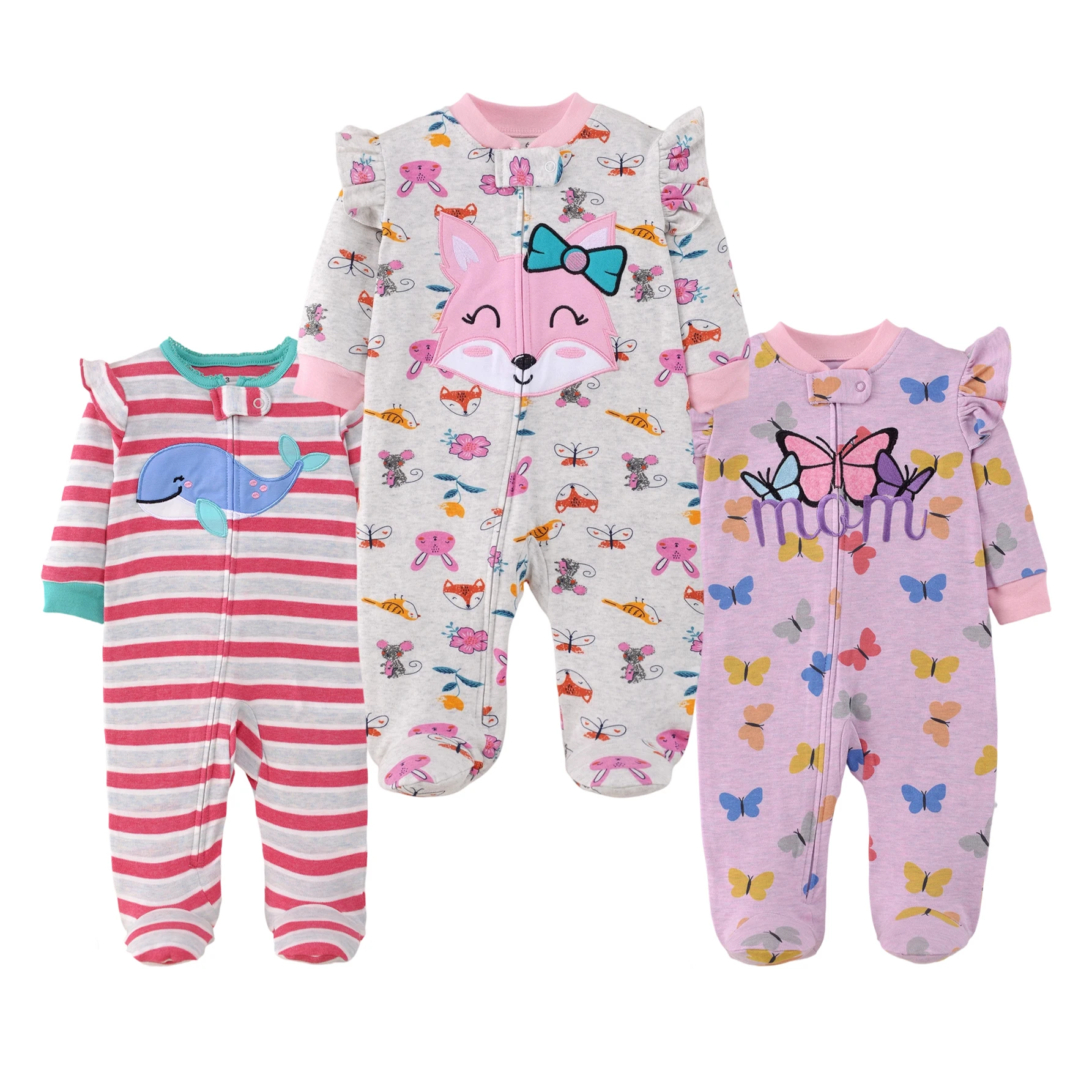 macacao-de-algodao-para-bebe-com-mangas-com-renda-estampa-de-desenho-animado-e-bordado-ziper-para-meninas-de-3-a-9-meses-todas-as-estacoes