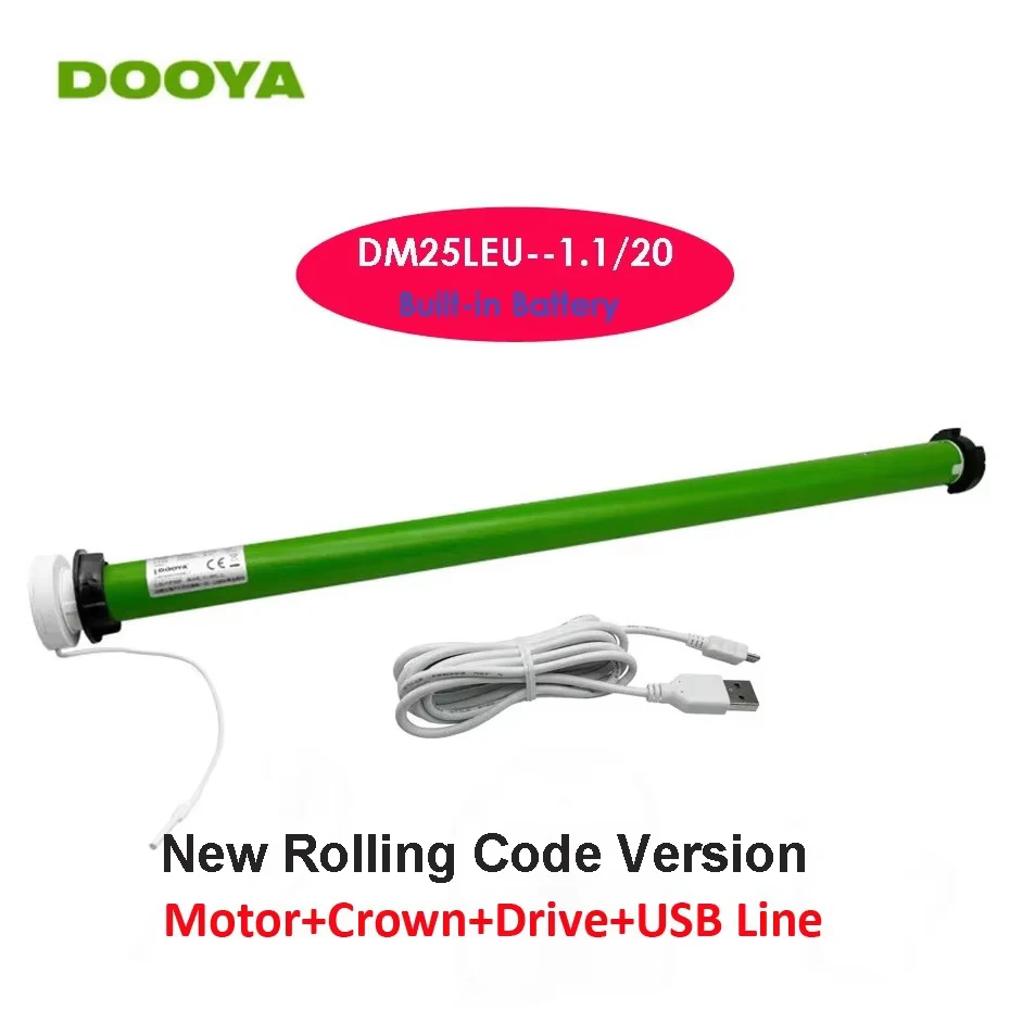 

DOOYA DM25LEU Tubular Motor with built-in li battery for Rolling Blinds,Control by RF433 emitter,for Dia. 38mm tube,Rolling Code