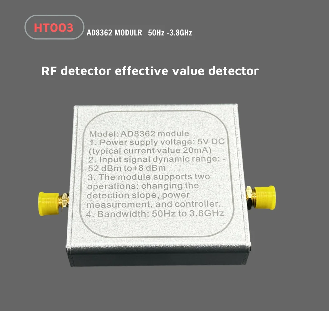 HTOOL HT003 Log Power Detector 1M-8GHz 70dB Input -52 dBm ~ +8dBm Measure and Control Power Aluminum Alloy Shield Case