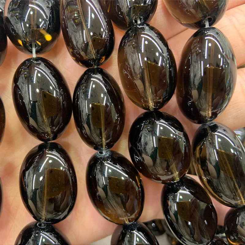 Natural Oval Smoky Quartz Beads For Jewelry Making Beads Freeform Irregular Beads For Women Bracelet Necklace 15\'\' DIY Beads