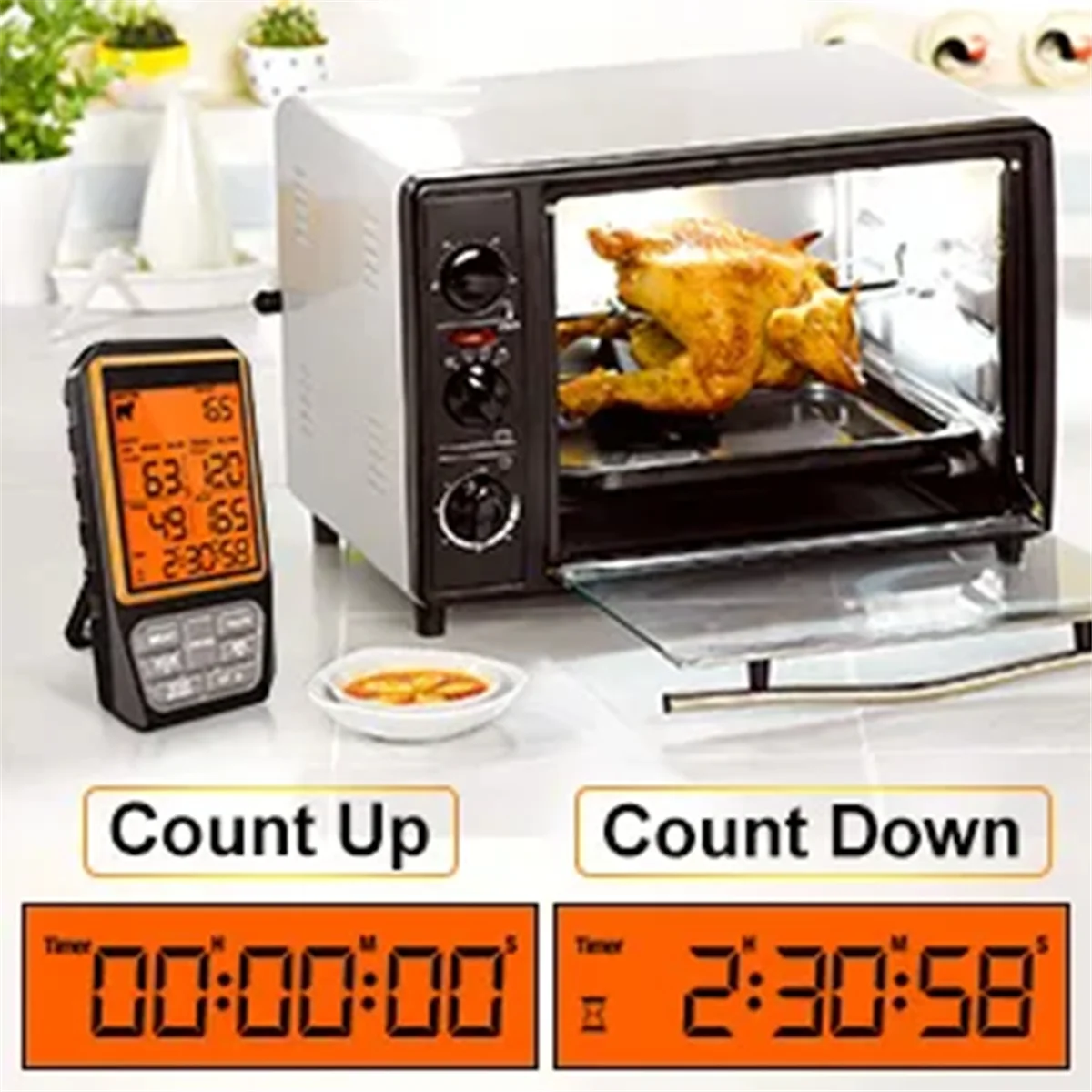 ABYC Termometro per carne wireless da 328 piedi per grigliare, affumicatore, forno per barbecue, termometro digitale da cucina per alimenti con allarme timer a 4 sonde