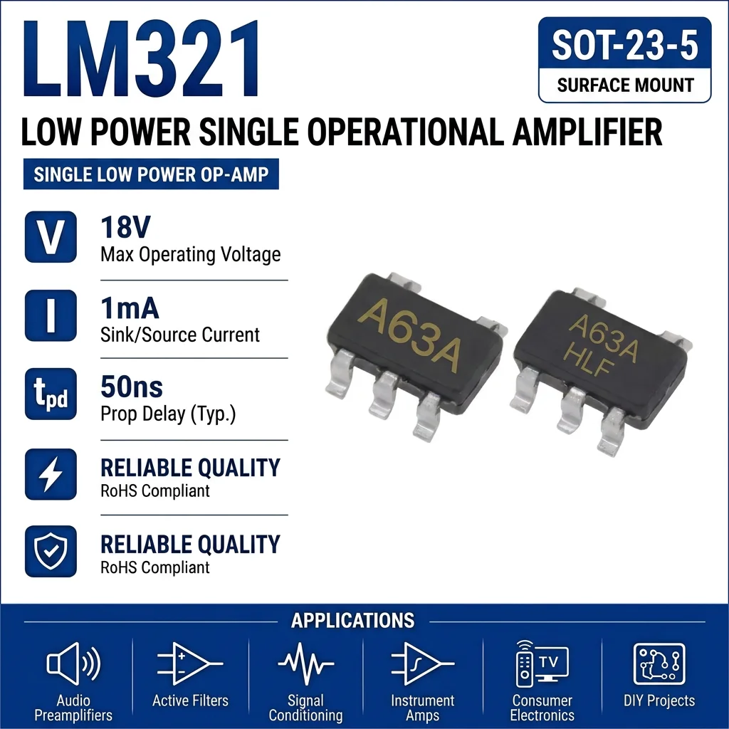 (100 pcs) LM321 SOT-23-5 Single Operational Amplifier