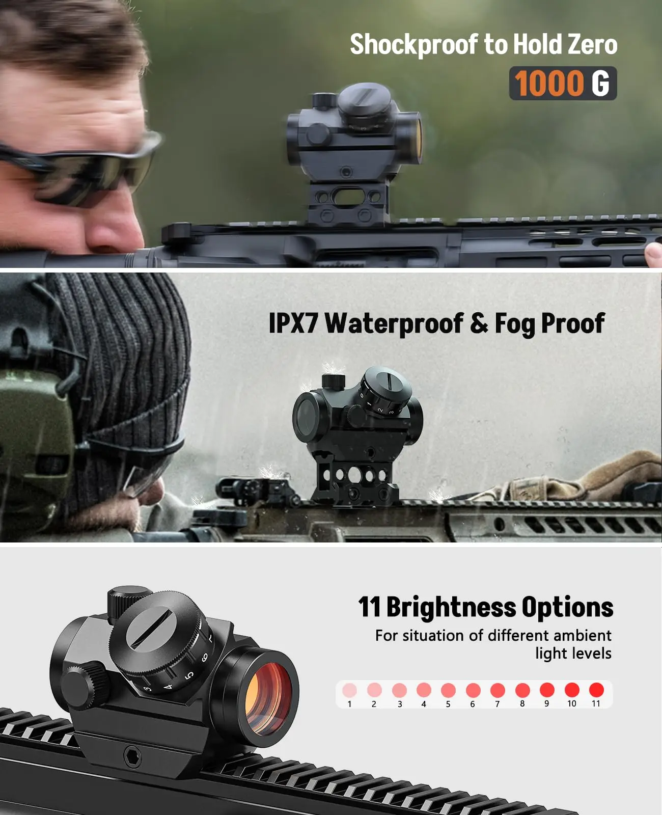 

Rifle Scope 2MOA Red Dot Sight 1x25mm Reflex Riflescope Waterproof Shockproof Fog-Proo with 1 inch Riser Mount