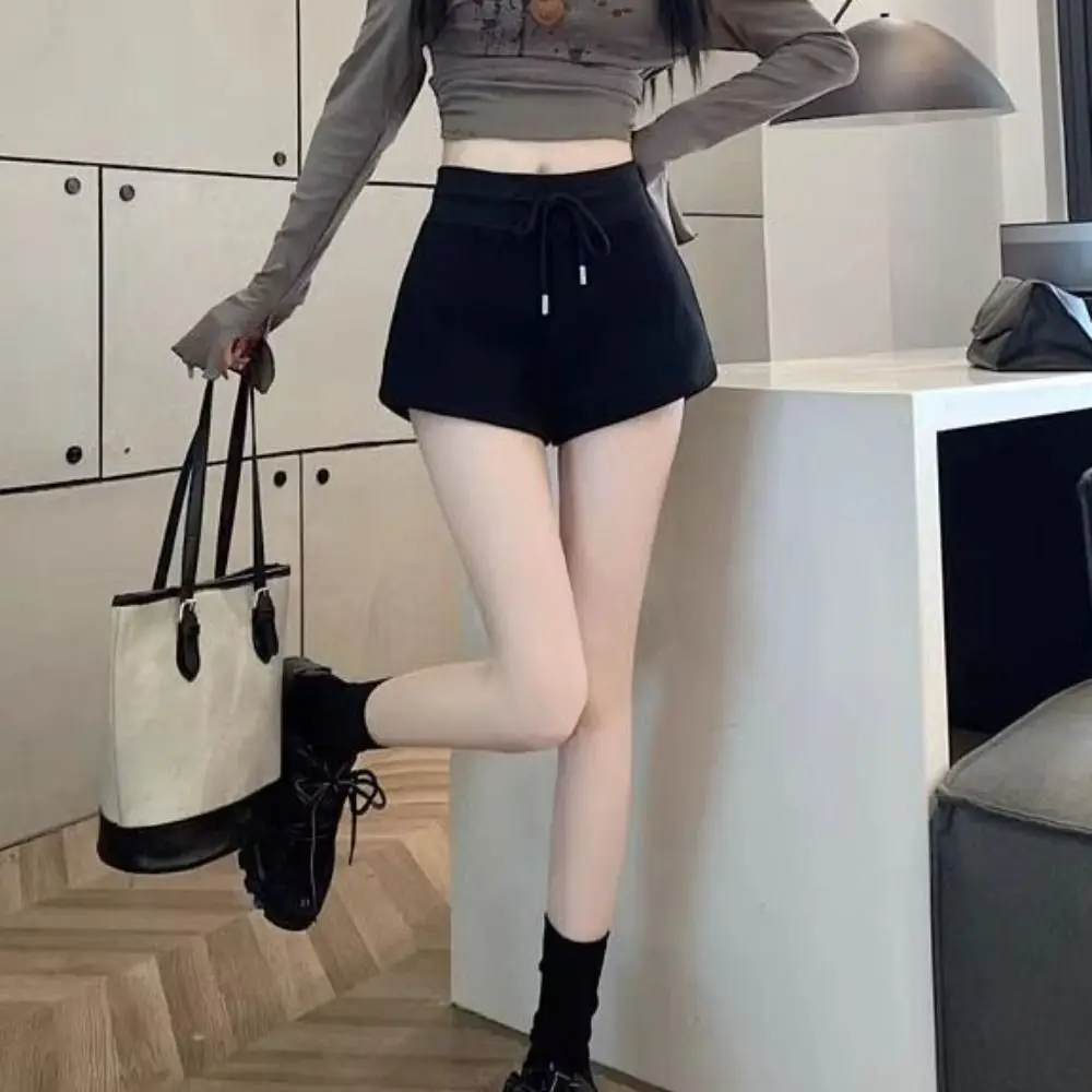 

Drawstring High Waist Shorts Slim Fit with Pockets Hot Woman Short Pants American Style Trousers Summer Casual Shorts Female