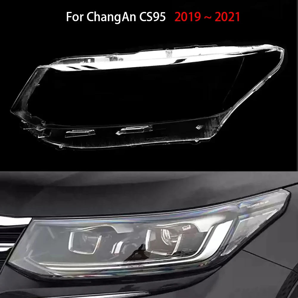 For ChangAn CS95 2019 2020 2021 Headlight Cover Lens Transparent Lamp Shell Plexiglass Replace Original Lampshade