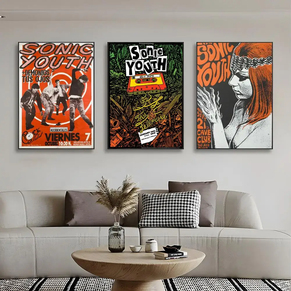 Noise S-Sonic Youth Poster Retro Kraft Paper Sticker DIY Room Bar Cafe Aesthetic Art Wall