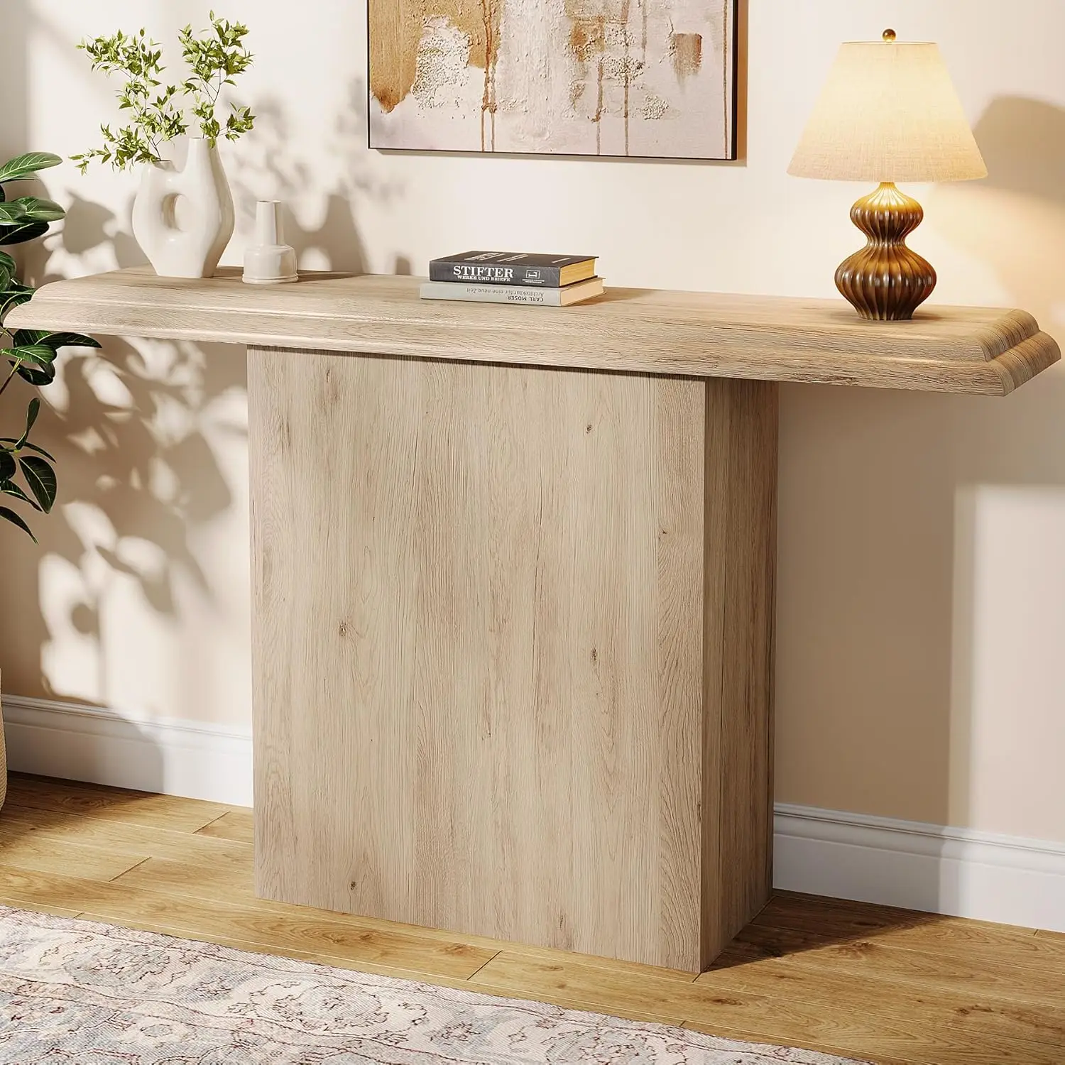 

41"" Farmhouse Console Table, Simple Hallway Table, Wood Sofa Table For Living Room, Entryway, Oak