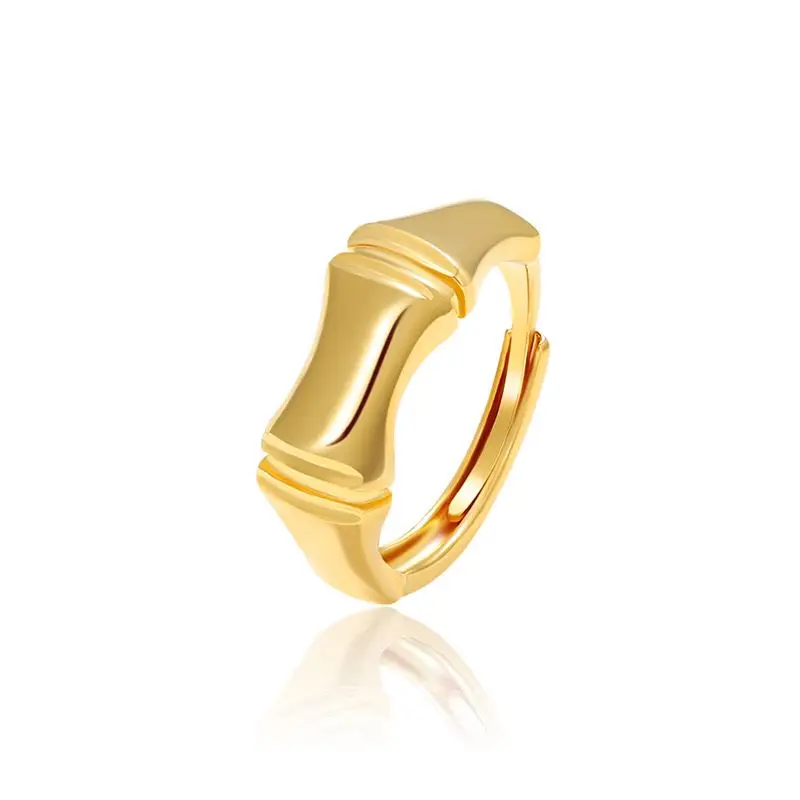 Wholesale Price -- Bamboo Knot Rings for Men Women 24 k Pure Gold Plated Fashion Jewelry Environmentally Friendly Material