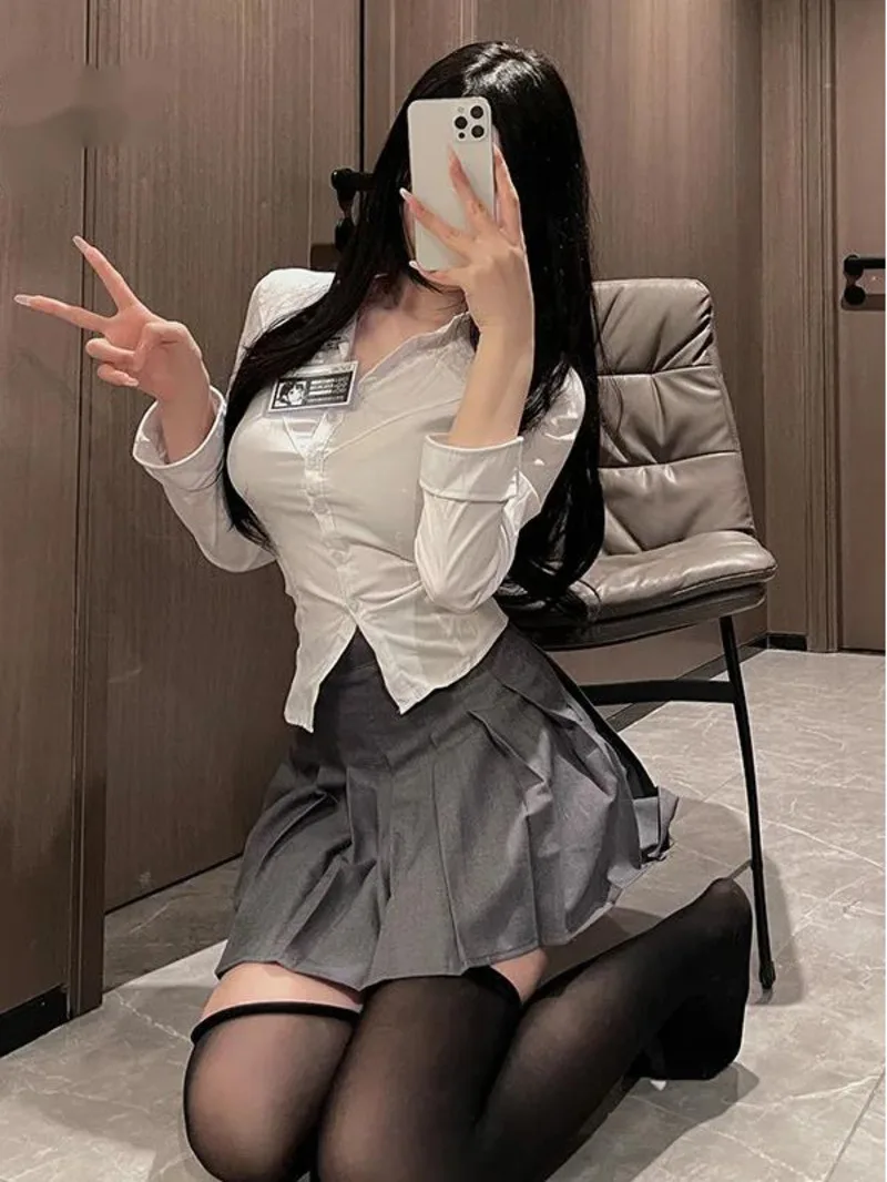 JK Uniform Purely Wanted to Waist Back White Shirt Women's Spring and Autumn Academy Style Slim Fit and Spicy Girl Long 64IX