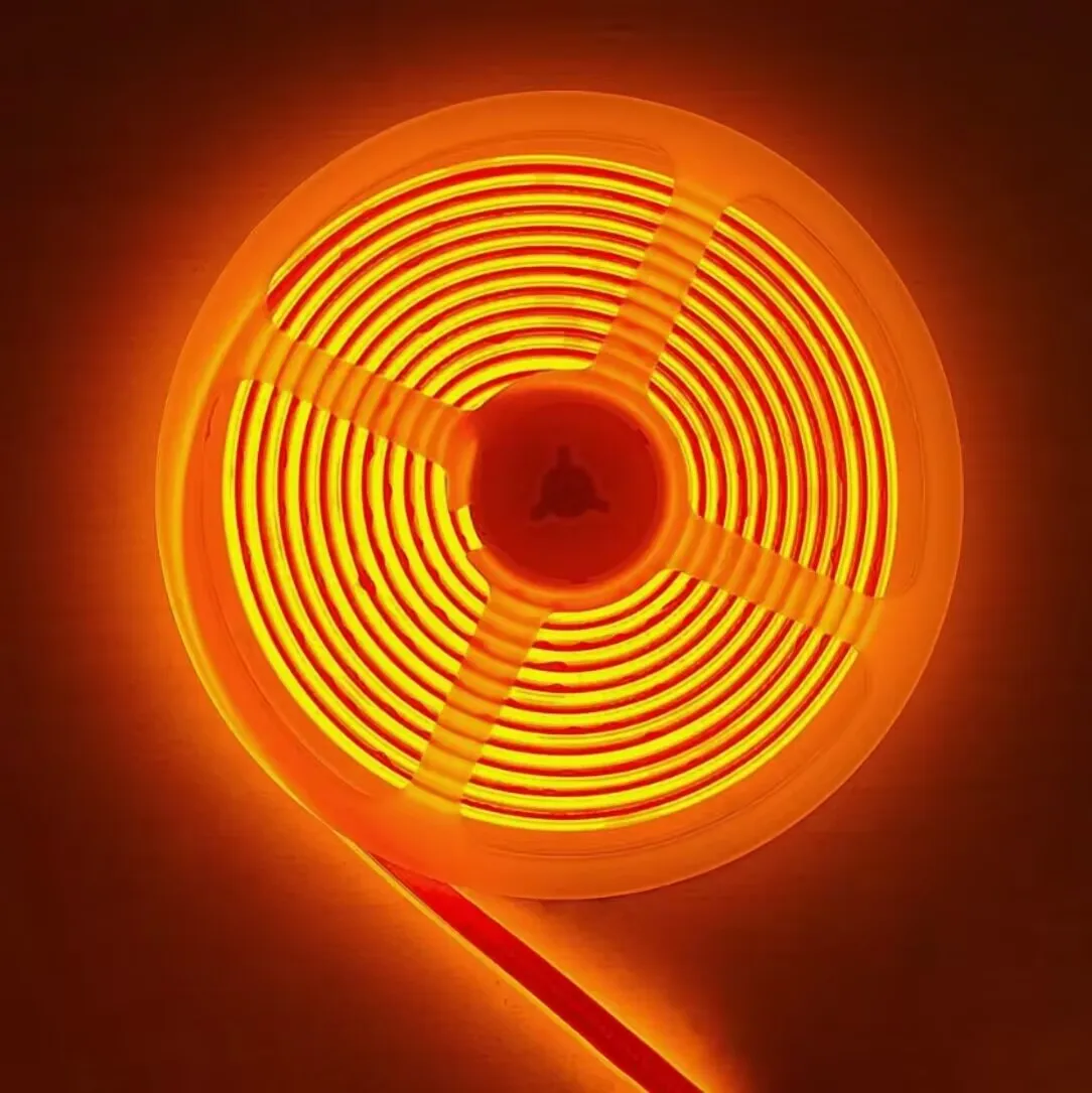 5m 12V 24V 3mm 5mm 8mm LED FCOB Streifen 480 LEDs Wasserdicht Orange Bernstein Rot Feuer Gelb 1700k 1800k 1900k 2000k Regenfest für Außenbereich