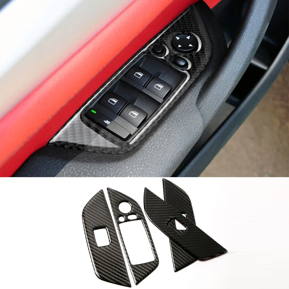 

4pcs For E84 X1 2011-2015 Carbon Fiber Car Refit Interior Window Lifter Control Switch Panel Sticker Auto Accessories