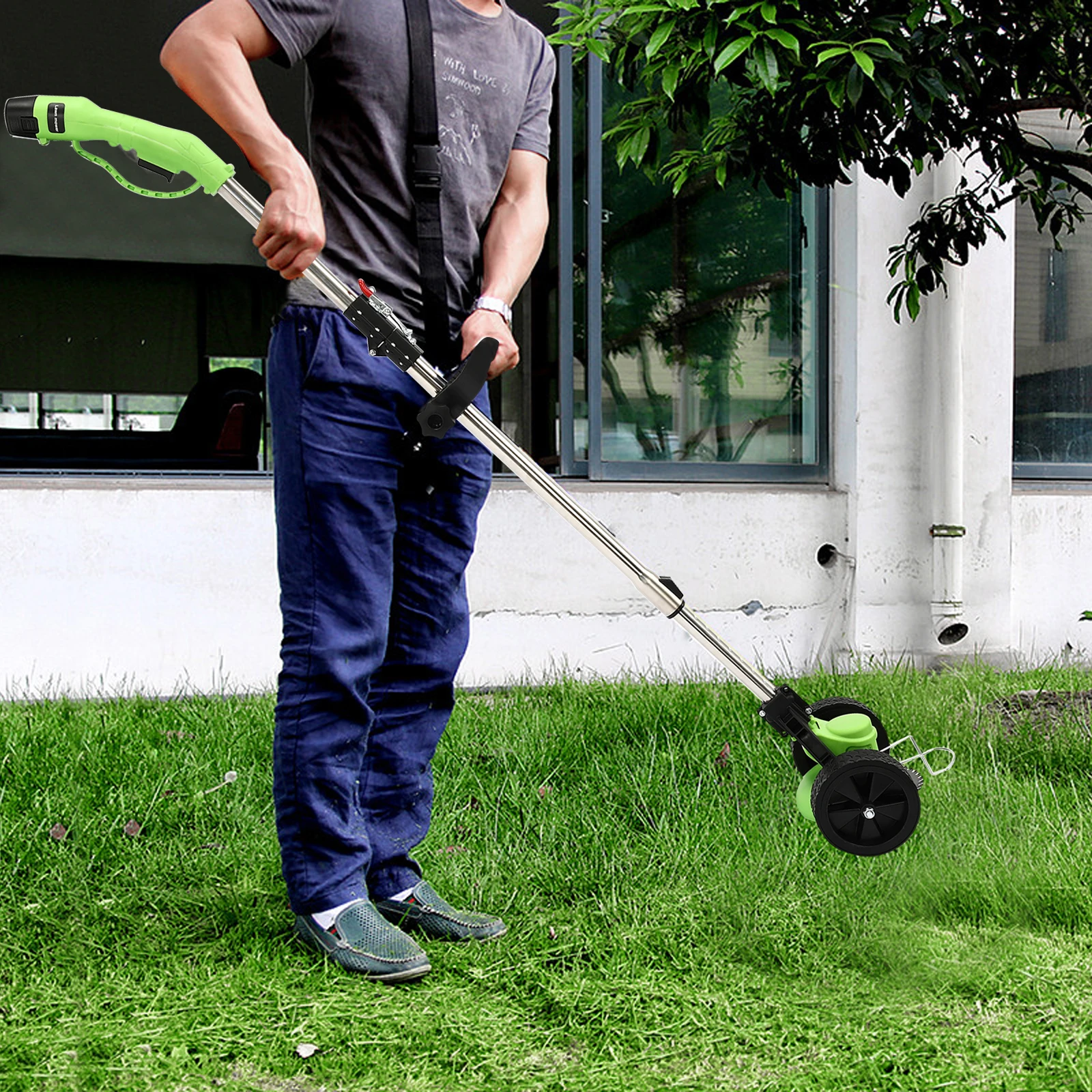 Electric Lawn Mower Weed Cordless Grass String Trimmer Foldable Cutter Mini-mower Grass Trimmer Yard