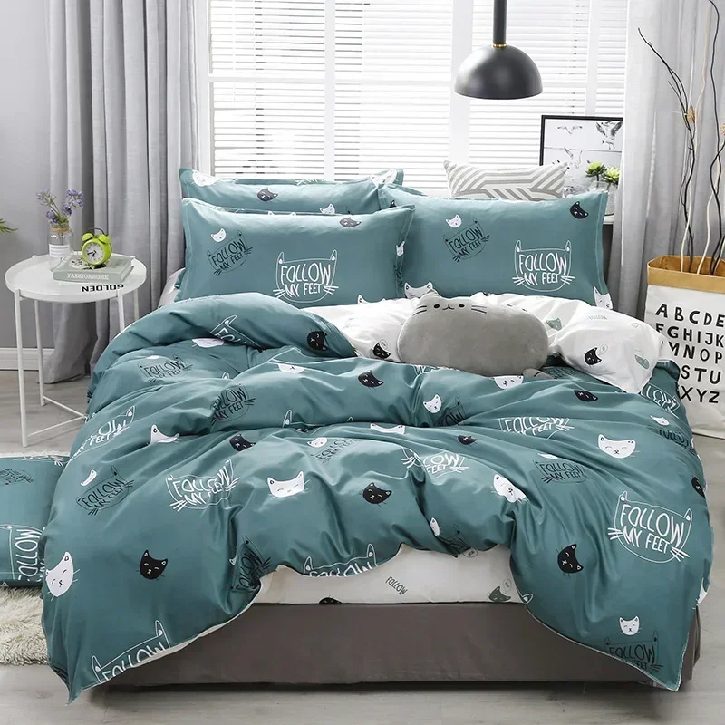 Simple Duvet Cover Set Nordic Bedding Set Heart Plaid Quilt Cover Bed Sheet 220x240 King Size Single Double Queen Bed Linens