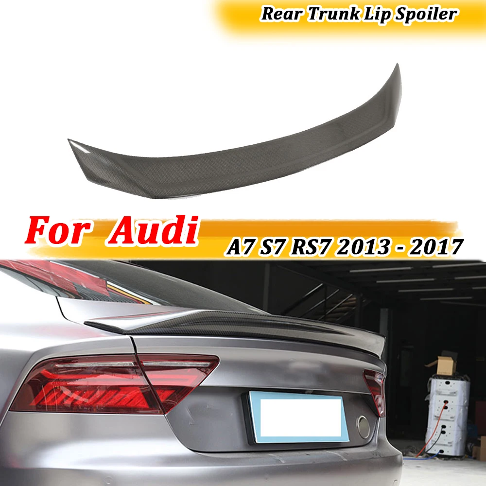 

Carbon Fiber Rear Trunk Lip Spoiler For Audi A7 S7 RS7 2013 2014 2015 2016 2017 Rear Boot Spoiler Car Accessories Body Kits