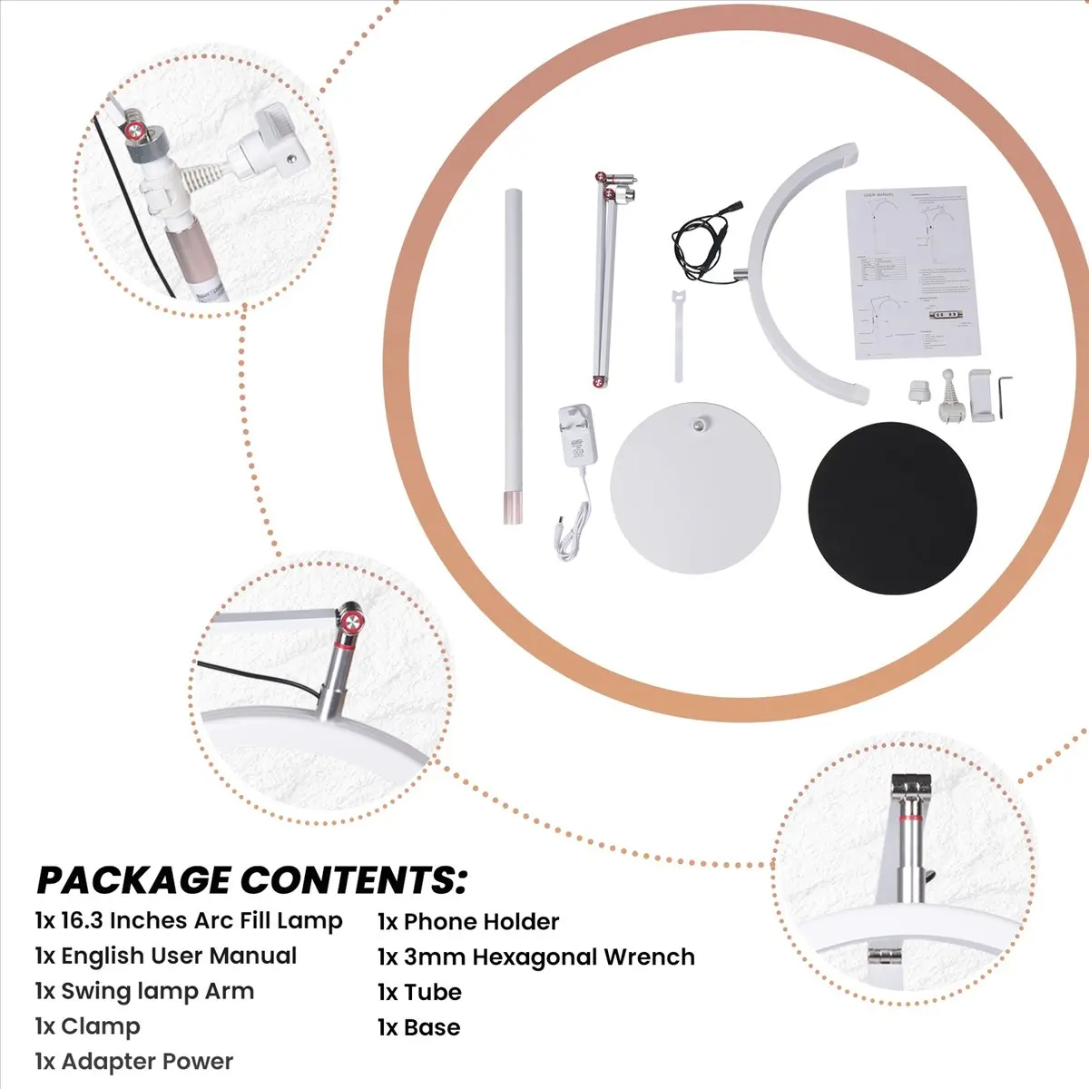 

MYdaY- 16 Inch 2 in 1 Beauty Light Eyelash U-Shaped Light Salon Floor Lamp Makeup Embroidery Tattoo Beauty Led Light UK Plug,B