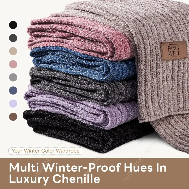 وشاح للنساء للشتاء - وشاح مكتنز كبير الحجم من الشنيل، أوشحة طويلة ناعمة للطقس البارد، هدايا للنساء #5