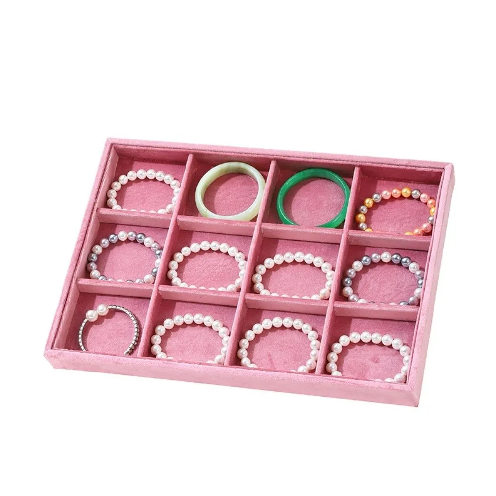 Elegant Velvet Jewelry Organizers Stackable Storage Rectangular Fabric Jewelry Box Wear-resistant Space Saving