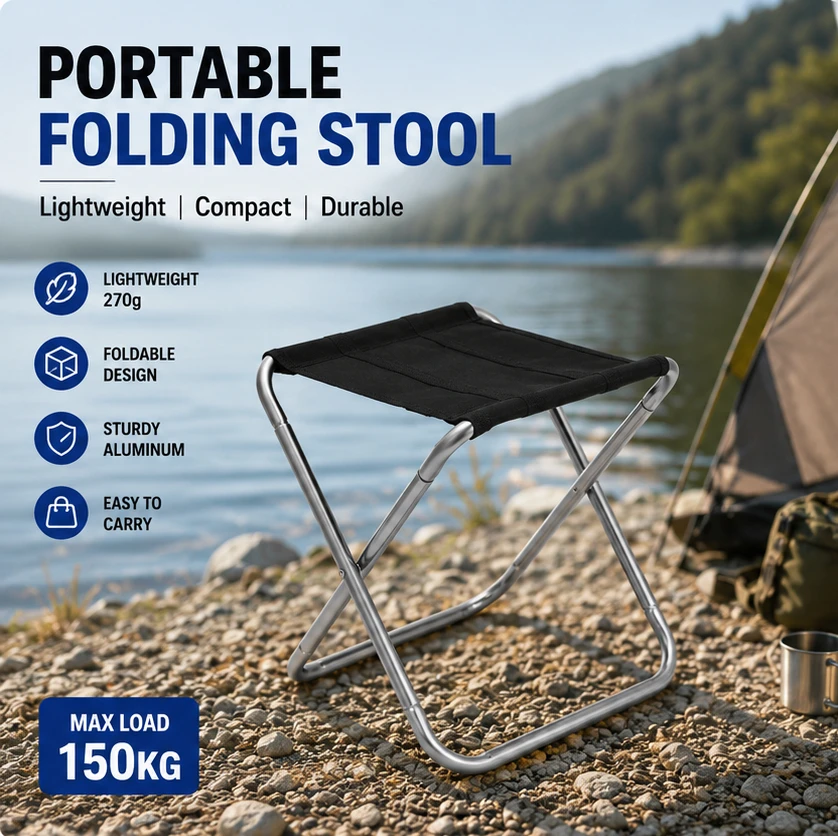 Portable Ultralight Aluminum Alloy Folding Stool Oxford Fabric Camping Chair Outdoor Fishing Seat Travel Picnic Gear