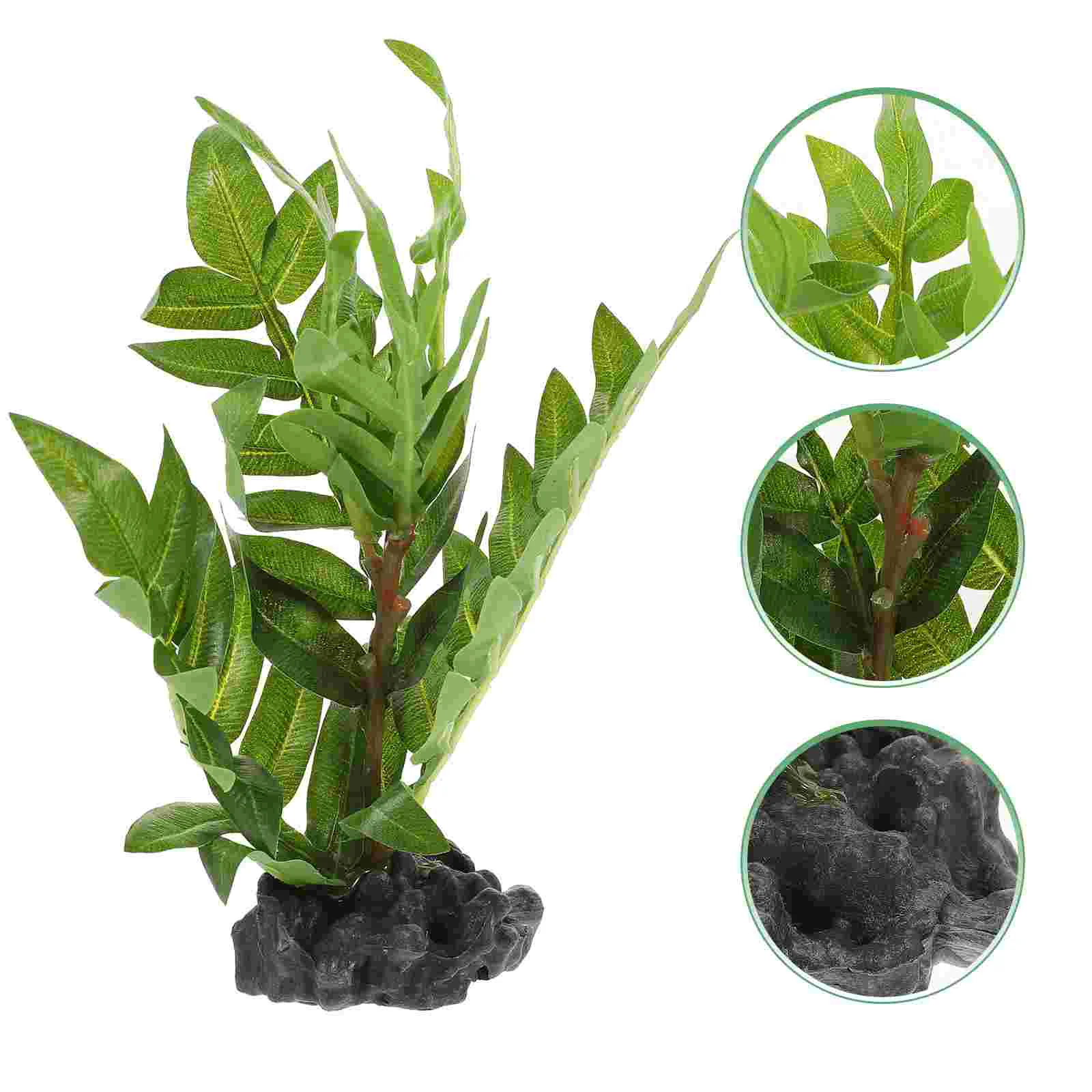

Reptile Habitat Plants Fake for Reptiles Faux Terrarium Lizard Tank Accessories Decor Resin Fish